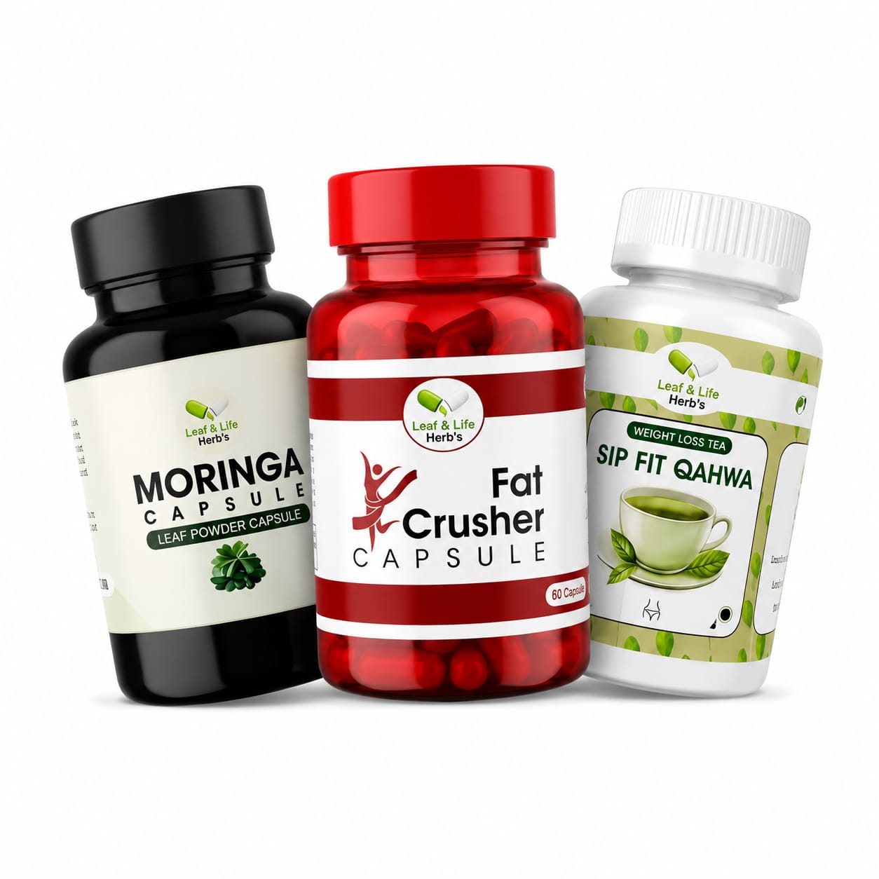 Ultimate Weight Loss Bundle | Fat Crusher Capsules + Sip Fit Qehwa + Moringa Capsules